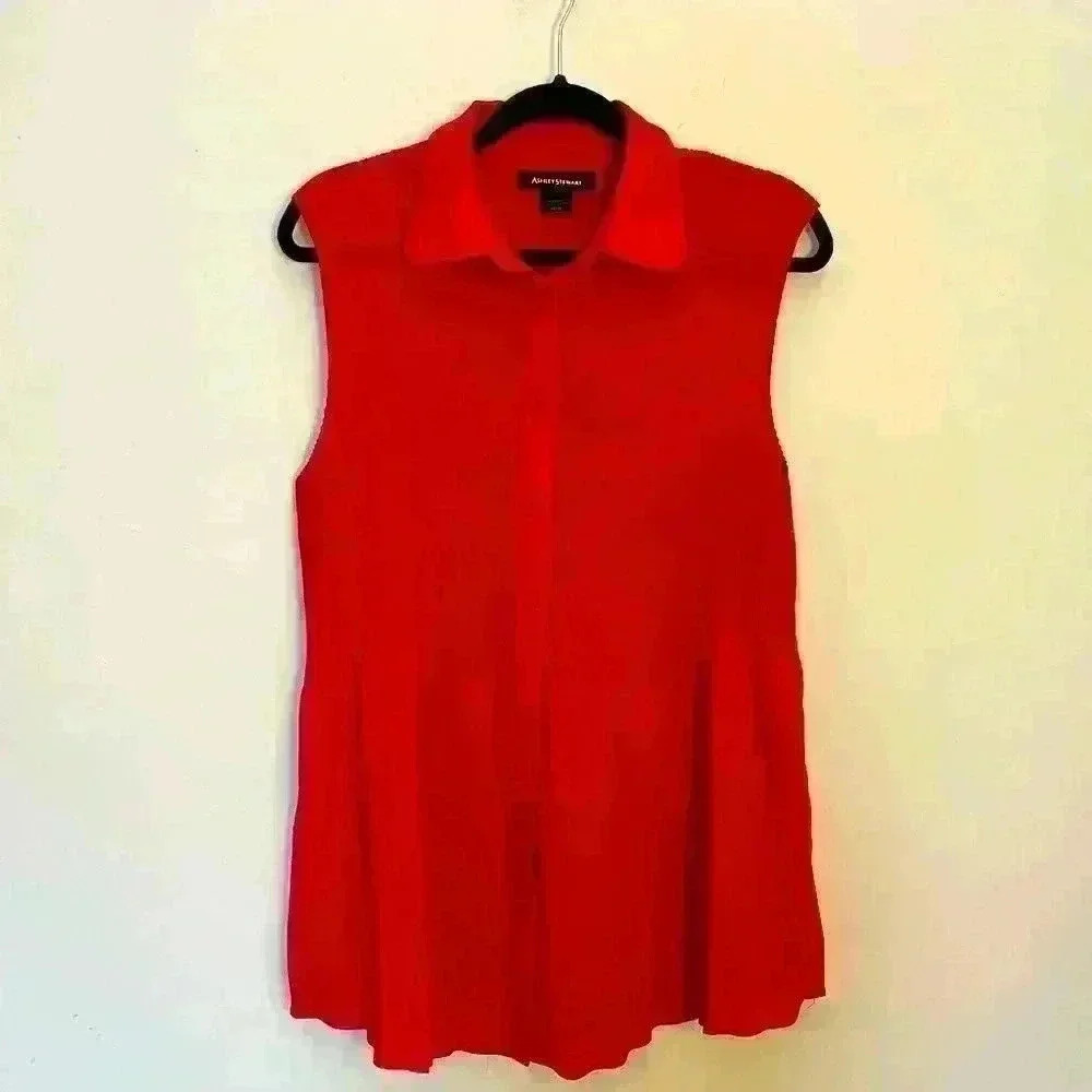 Ashley Stewart Red Sleeveless Blouse